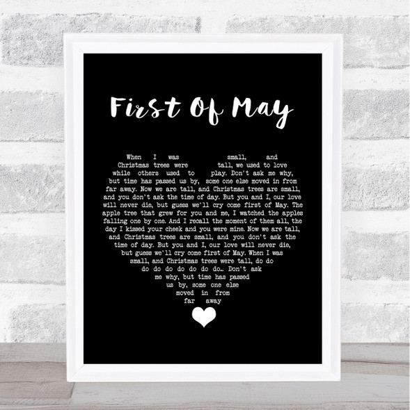 Bee Gees First Of May Black Heart Song Lyric Quote Music Print