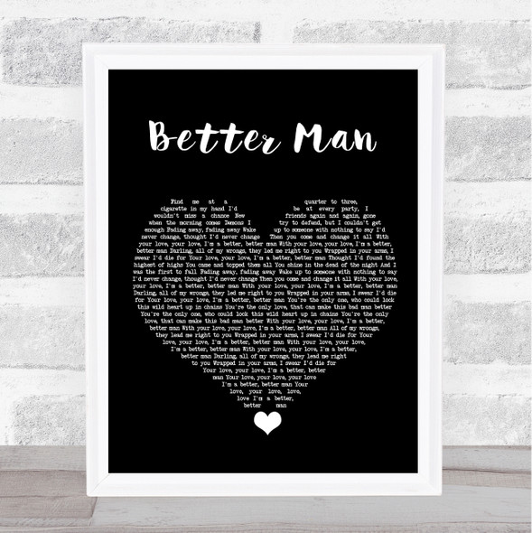 5 Seconds Of Summer Better Man Black Heart Song Lyric Quote Music Print