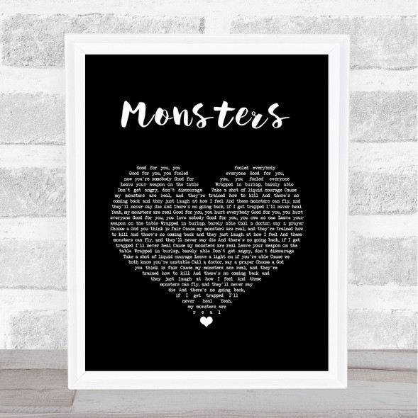Shinedown MONSTERS Black Heart Song Lyric Quote Music Print
