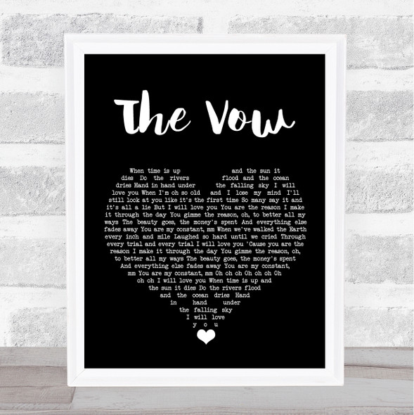 Ruth-Anne Cunningham The Vow Black Heart Song Lyric Quote Music Print