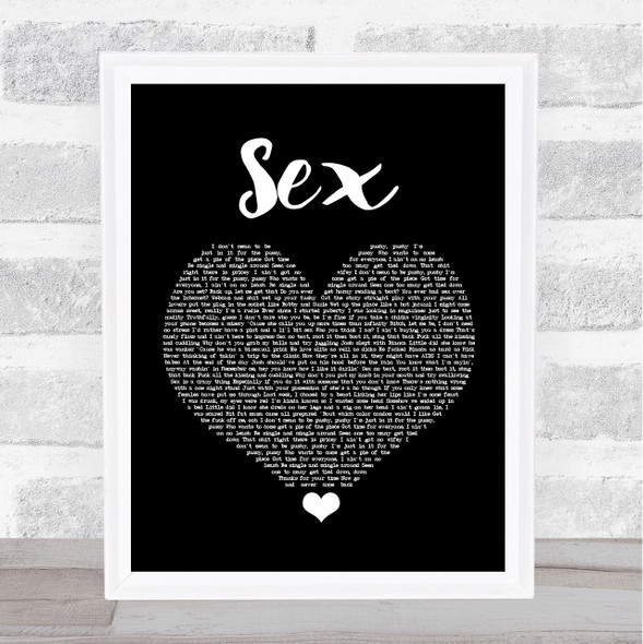 N-Dubz Sex Black Heart Song Lyric Quote Music Print