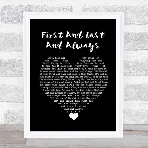 The Sisters Of Mercy First And Last And Always Black Heart Song Lyric Wall Art Print