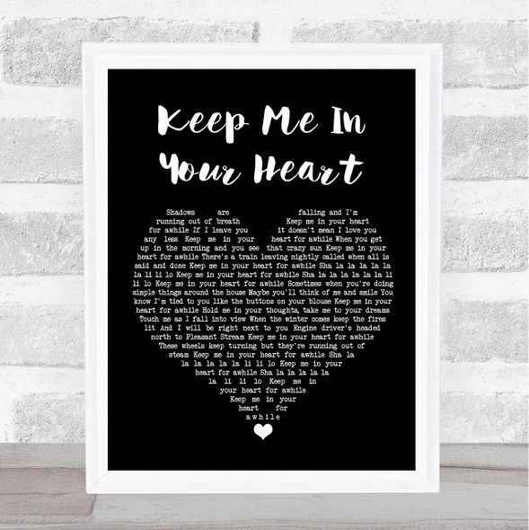 Warren Zevon Keep Me In Your Heart Black Heart Song Lyric Wall Art Print