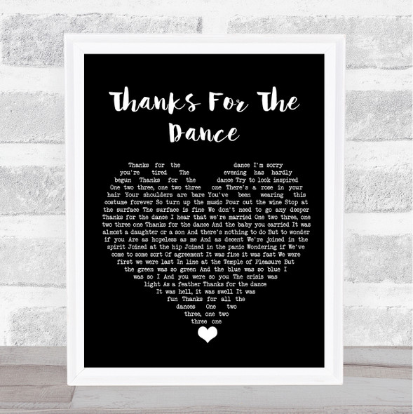 Leonard Cohen Thanks For The Dance Black Heart Song Lyric Wall Art Print