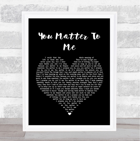 Drew Gehling & Jessie Mueller You Matter To Me Black Heart Song Lyric Wall Art Print