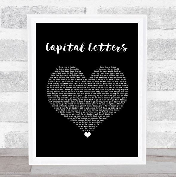 Hailee Steinfeld & Bloodpop Capital Letters Black Heart Song Lyric Wall Art Print