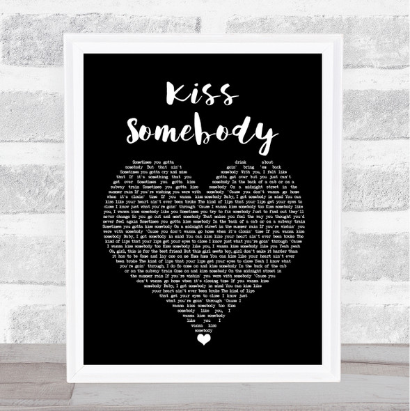 Morgan Evans Kiss Somebody Black Heart Song Lyric Wall Art Print