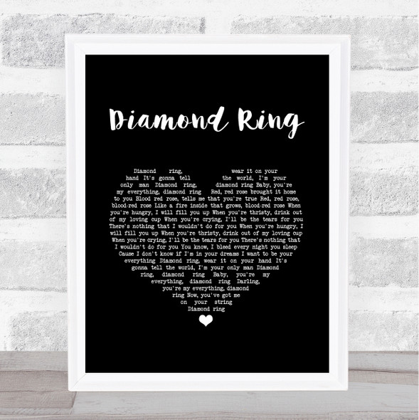 Bon Jovi Diamond Ring Black Heart Song Lyric Wall Art Print