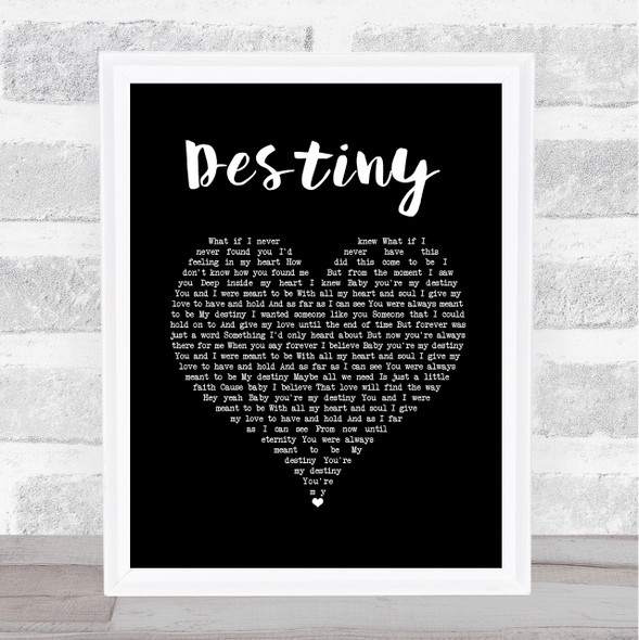 Jim Brickman Destiny Black Heart Song Lyric Wall Art Print