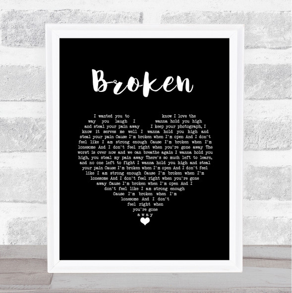 Seether Broken Black Heart Song Lyric Wall Art Print