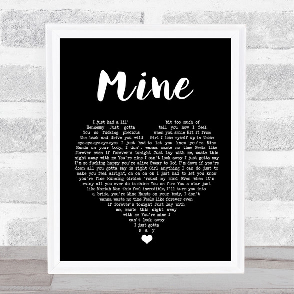 Bazzi Mine Black Heart Song Lyric Wall Art Print