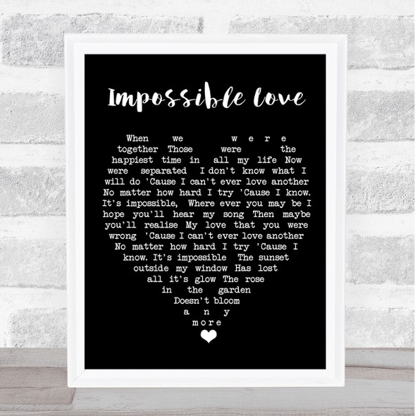 Impossible Love UB40 Black Heart Quote Song Lyric Print