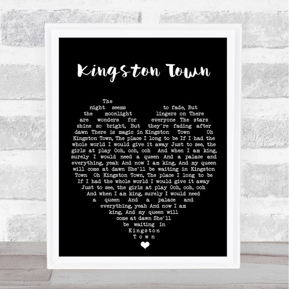 Kingston Town UB40 Black Heart Quote Song Lyric Print