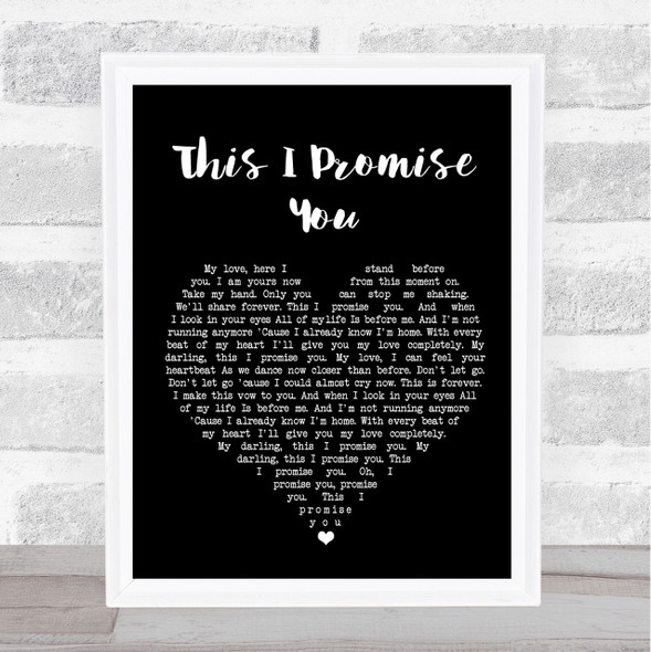 Ronan Keating This I Promise You Black Heart Song Lyric Quote Print