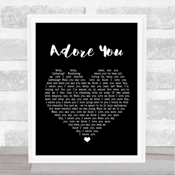 Miley Cyrus Adore You Black Heart Song Lyric Quote Print