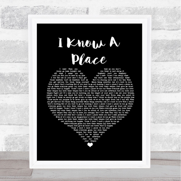 MUNA I Know A Place Black Heart Song Lyric Quote Print