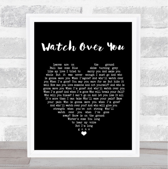 Alter Bridge Watch Over You Black Heart Song Lyric Quote Print