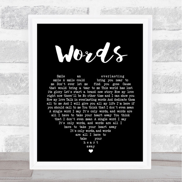 Bee Gees Words Black Heart Song Lyric Quote Print