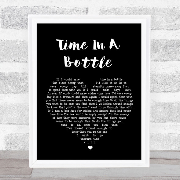 Jim Croce Time In A Bottle Black Heart Song Lyric Quote Print