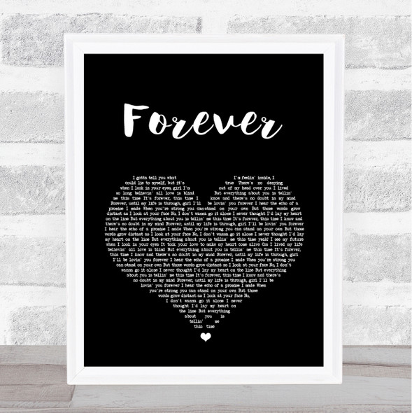 Kiss Forever Black Heart Song Lyric Quote Print
