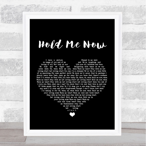 Thompson Twins Hold Me Now Black Heart Song Lyric Quote Print