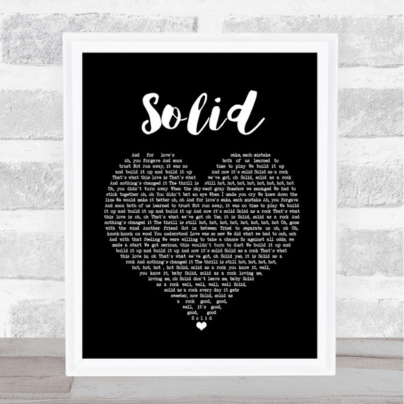 Ashford & Simpson Solid Black Heart Song Lyric Quote Print