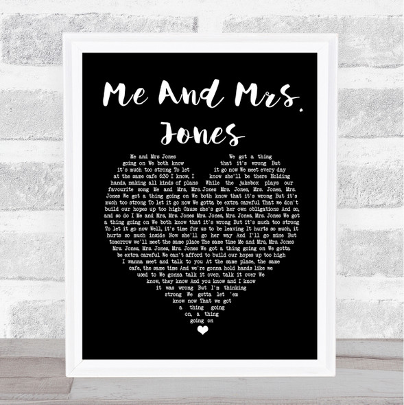 Billy Paul Me And Mrs Jones Black Heart Song Lyric Quote Print