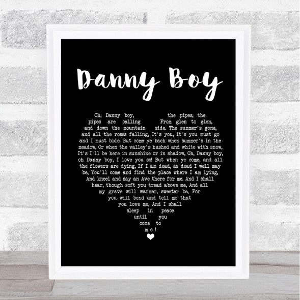 Celtic Woman Danny Boy Black Heart Song Lyric Quote Print