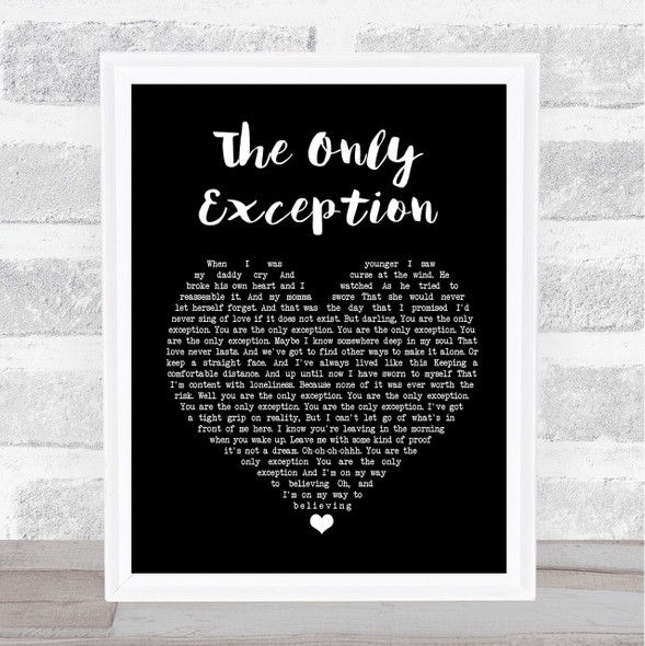 Paramore The Only Exception Black Heart Song Lyric Quote Print