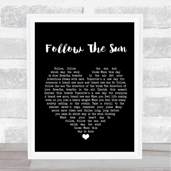 Xavier Rudd Follow The Sun Black Heart Song Lyric Quote Print