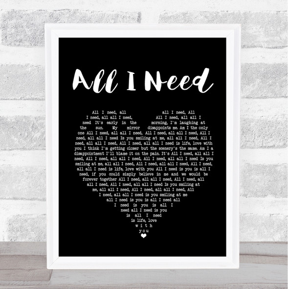 AWOLNATION All I Need Black Heart Song Lyric Print