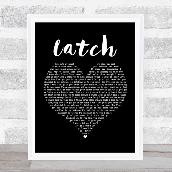 Disclosure Latch Black Heart Song Lyric Print