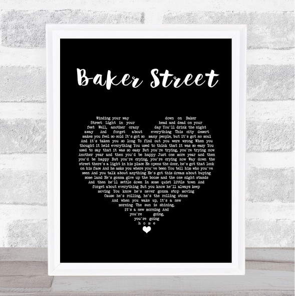 Gerry Rafferty Baker Street Black Heart Song Lyric Print