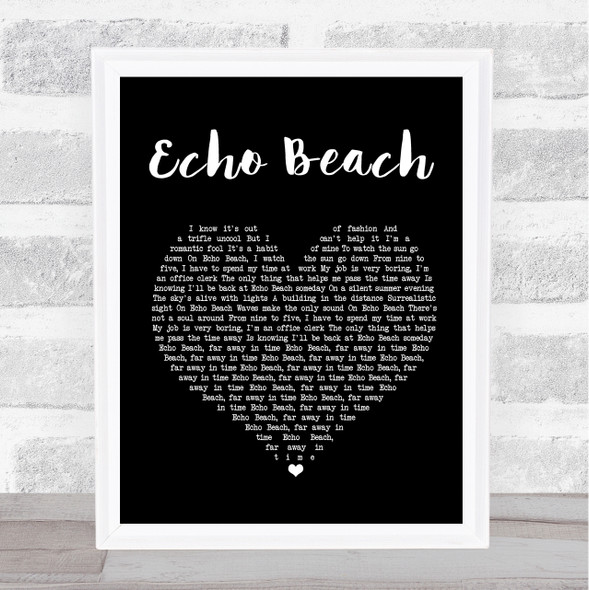 Martha & The Muffins Echo Beach Black Heart Song Lyric Print