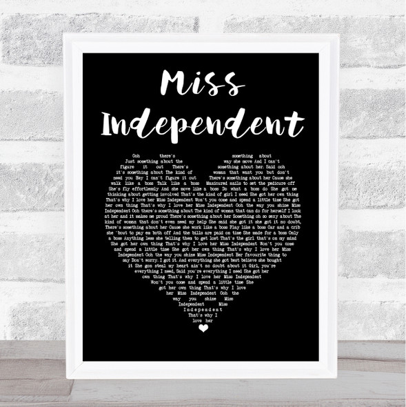 Ne-Yo Miss Independent Black Heart Song Lyric Print