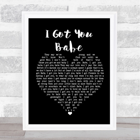 UB40 I Got You Babe Black Heart Song Lyric Print