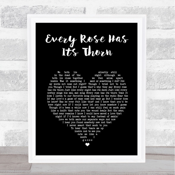 Poison Every Rose Has Its Thorn Black Heart Song Lyric Print