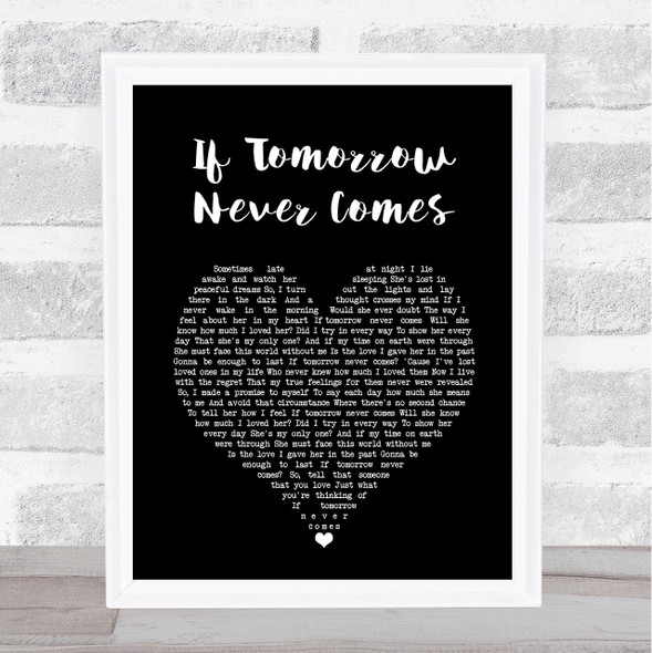 Ronan Keating If Tomorrow Never Comes Black Heart Song Lyric Print