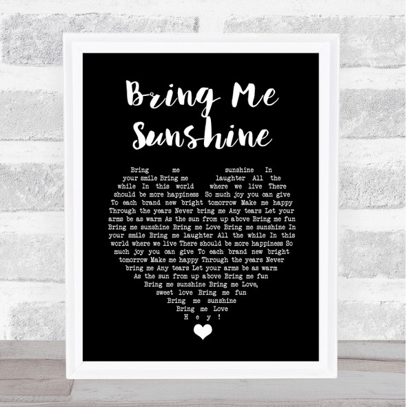 Morecambe and Wise Bring Me Sunshine Black Heart Song Lyric Print