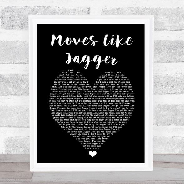 Maroon 5 Moves Like Jagger Black Heart Song Lyric Print