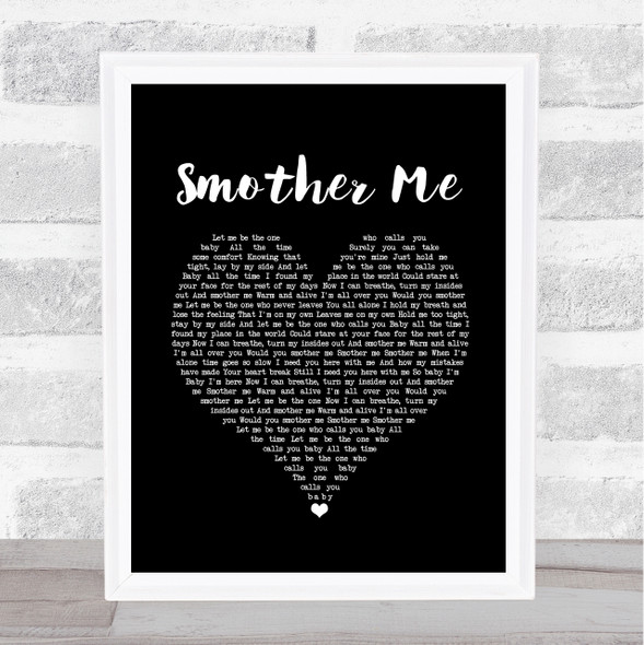 The Used Smother Me Black Heart Song Lyric Print