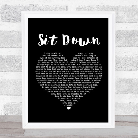 James Sit Down Black Heart Song Lyric Print