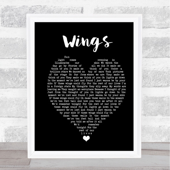 Birdy Wings] Black Heart Song Lyric Print