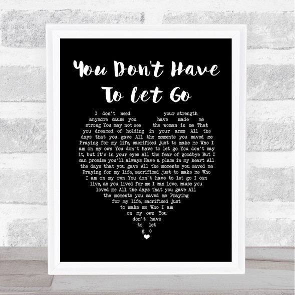 Jessica Simpson You Don't Have To Let Go Black Heart Song Lyric Print