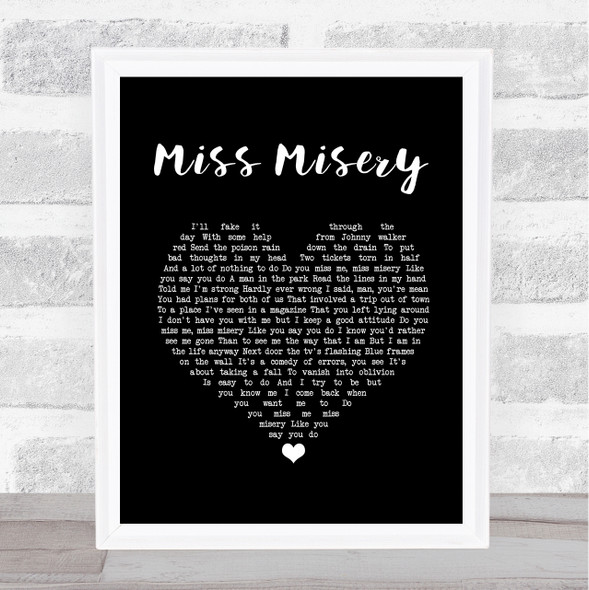 Elliott Smith Miss Misery Black Heart Song Lyric Print