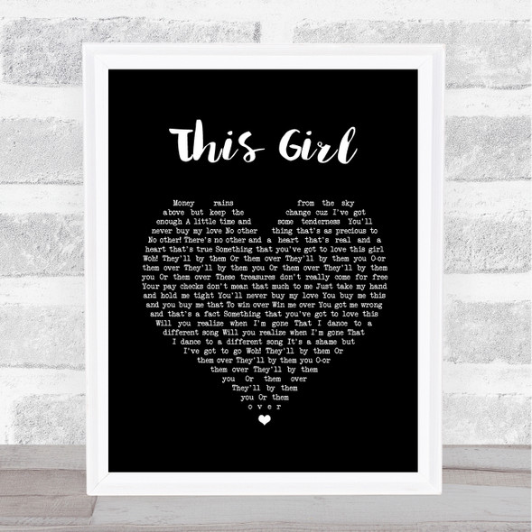 Kungs vs Cookin' on 3 Burners This Girl Black Heart Song Lyric Print