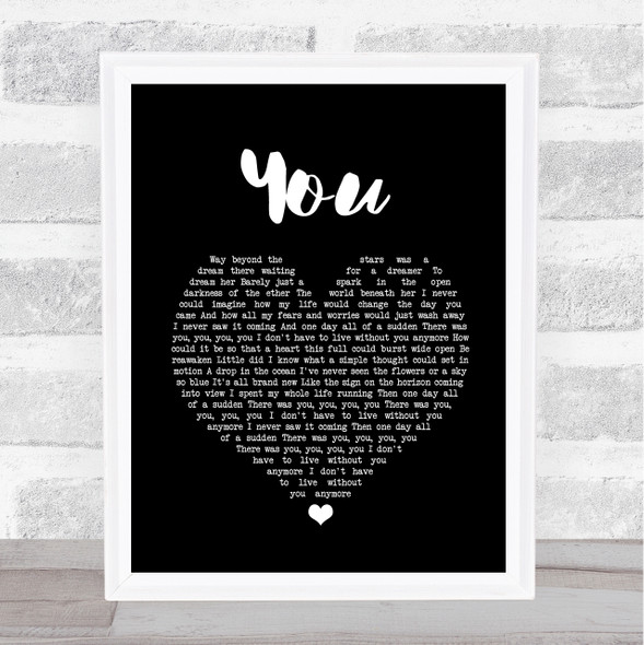 A Great Big World You Black Heart Song Lyric Print