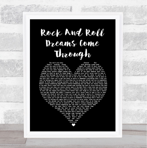 Meat Loaf Rock And Roll Dreams Come Through Black Heart Song Lyric Print