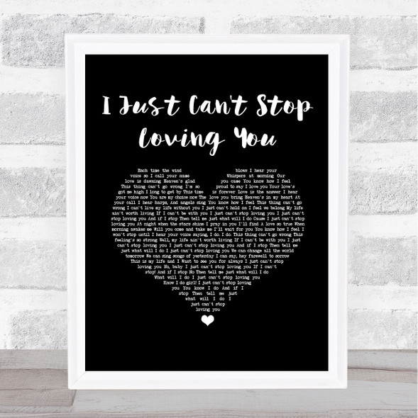 Michael Jackson I Just Can't Stop Loving You Black Heart Song Lyric Print