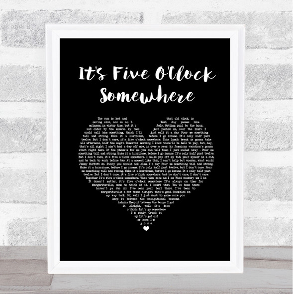 Jimmy Buffett feat. Alan Jackson It's Five O'Clock Somewhere Black Heart Song Lyric Print